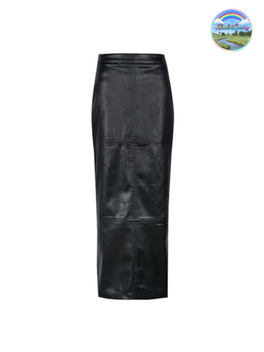 Long Leather High Waist A-Line Skirt Business Casual Slit